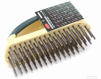 Щетка по металлу RF-340125228 ручная в пластиковом корпусе с прорезиненной рукояткой (проволока из н